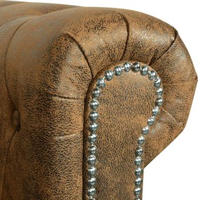 vidaXL Καναπές Διθέσιος Chesterfield Καφέ από Συνθετικό Δέρμα