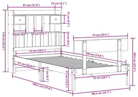 ΚΡΕΒΑΤΙ ΒΙΒΛΙΟΘΗΚΗ ΧΩΡΙΣ ΣΤΡΩΜΑ ΛΕΥΚΟ 75X190 ΕΚ ΜΑΣΙΦ ΠΕΥΚΟ 3321819