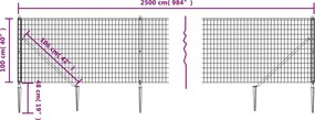 vidaXL Συρματόπλεγμα Περίφραξης Ανθρακί 1 x 25 μ. με Καρφωτές Βάσεις