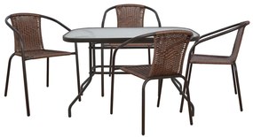 Σετ κήπου Τραπεζαρία HM5189.01 5 τεμ Μεταλλικό Καφέ με Τραπέζι 110x60x72 εκ. &amp; 4 Καρέκλες