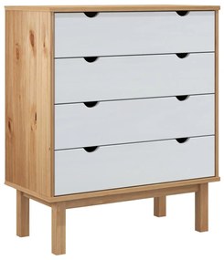 vidaXL Συρταριέρα OTTA Καφέ & Λευκό 76,5x39,5x90 εκ Μασίφ Ξύλο Πεύκου