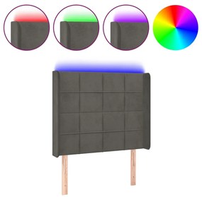Κεφαλάρι Κρεβατιού LED Σκούρο Γκρι 93x16x118/128εκ. Βελούδινο 3124085