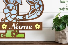 Intra απο ξύλο plywood 3mm-4mm πάχος Κουνελάκι κεφαλαίο μονόγραμμα Γράμμα P Δίασταση 30x20 cm INTRAFABR-72792046