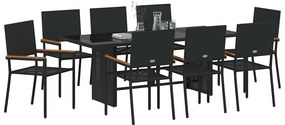 vidaXL Σετ Κηπωρίου 9 Τεμαχίων Μαύρο Πολυ Ράφτινγκ