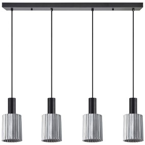 Φωτιστικό Οροφής  SE21-BL-4-4BL-GL1 ADEPT TUBE Black Pendant Smoked Glass+ - 51W - 100W - 77-8489