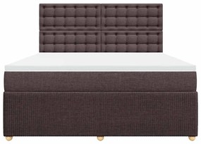 vidaXL Κρεβάτι Boxspring με Στρώμα Σκούρο Καφέ 180x200 εκ Υφασμάτινο