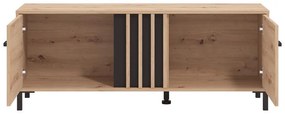 Έπιπλο Τηλεόρασης Laval 131 2K2V Artisan Oak - Μαύρο 132x40x52 εκ. 132x40x52 εκ.