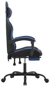 vidaXL Καρέκλα Gaming Περιστρ. Υποπόδιο Μαύρο & Μπλε Συνθετικό Δέρμα