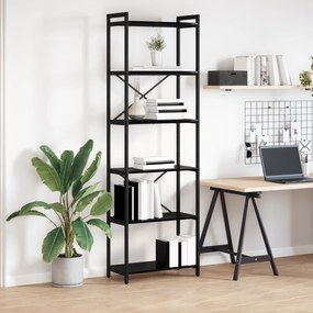 vidaXL Βιβλιοθήκη Μαύρη δρυς 60 x 30 x 188 εκ Μοριοσανίδα