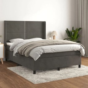 ΚΡΕΒΑΤΙ BOXSPRING ΜΕ ΣΤΡΩΜΑ ΣΚΟΥΡΟ ΓΚΡΙ 140X200 ΕΚ. ΒΕΛΟΥΔΙΝΟ 3132622