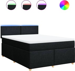 vidaXL Κρεβάτι Boxspring με Στρώμα Μαύρο 140x200 εκ. Υφασμάτινο