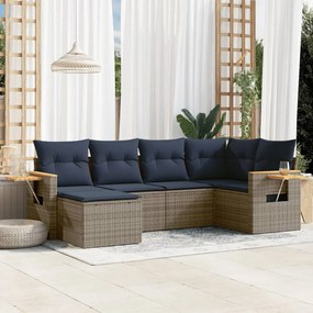 vidaXL Σαλόνι Κήπου 6 Τεμαχίων από Γκρι Συνθετικό Ρατάν με Μαξιλάρια