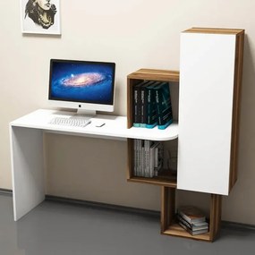 Stewehome Γραφείο με βιβλιοθήκη Καρυδιά Λευκό 145x45x142 cm