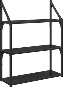 vidaXL Ράφι Τοίχου Επιτοίχιο Μαύρη Οξυά 60 x 21 x 78,5 cm