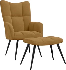 vidaXL Πολυθρόνα Relax Καφέ Βελούδινη με Σκαμπό