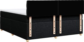 vidaXL Κρεβάτι Boxspring με Στρώμα Μαύρο 200x200 εκ. Υφασμάτινο