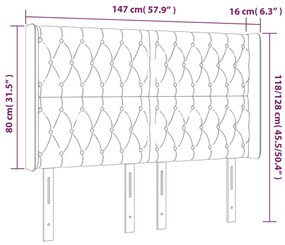 Κεφαλάρι Κρεβατιού LED Ανοιχτό Γκρι 147x16x118/128εκ. Βελούδινο - Γκρι