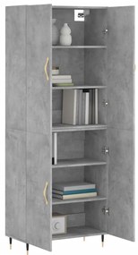 vidaXL Ντουλάπι Γκρι Σκυροδέματος 69,5x34x180 εκ. Επεξεργασμένο Ξύλο