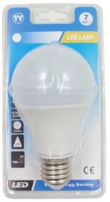 LED ΛΑΜΠΑ E27/7W/620Lm/6000K A60-7W-W