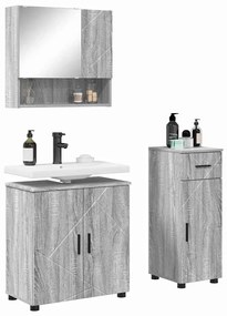 vidaXL Σετ Επίπλων Μπάνιου με πόρτα 3 pcs Γκρι sonoma 61 x 35 x 64 εκ.