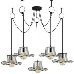 Φωτιστικό Οροφής Tel 892OPV1729 Φ138x122cm 5xE27 40W Black Opviq