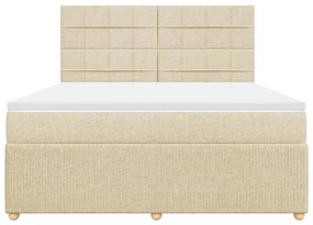 vidaXL Κρεβάτι Boxspring με Στρώμα Κρεμ 180x200 εκ. Υφασμάτινο