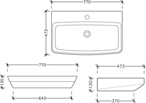Naxos White Gloss 77x39 - Επιτραπέζιος νιπτήρας