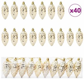 vidaXL Μπάλα από κουκουνάρι Χριστουγέννων 40 pcs Χρυσό Πλαστικό