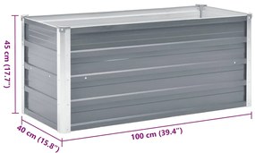 vidaXL Ζαρντινιέρα Υπερυψωμένη Γκρι 100x40x45 εκ. Γαλβανισμ. Χάλυβας