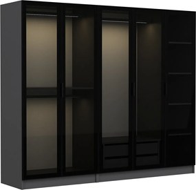 Πενταφυλλη Ντουλαπα Ανθρακι/Μαυρο KALEO 52x180x190