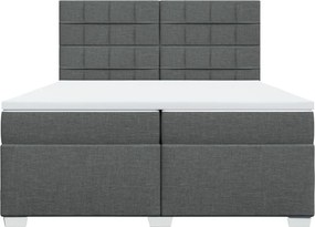 vidaXL Κρεβάτι Boxspring με Στρώμα Σκούρο Γκρι 200x200 εκ. Υφασμάτινο