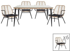 Τραπεζαρία Κήπου Naoki B 200-000754 (Σετ 7Τμχ) Natural-Black 7 Θέσεων