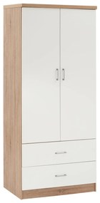 Ντουλάπα REINA Δίφυλλη με 2 Συρτάρια Sonama - Λευκή 80x42.5x180.5 εκ. 80x42.5x180.5 εκ.