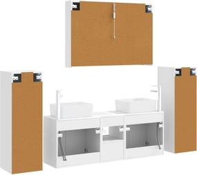 vidaXL Σετ Επίπλων Μπάνιου 6 pcs Λευκό Επεξεργασμένο Ξύλο και Γυαλί