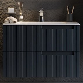 Έπιπλο Μπάνιου Πάγκος Με Νιπτήρα Enza 80 S3BENZA080AN 81×46.5x52cm Anthracite-White Κεραμικό,Mdf