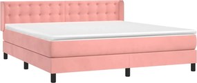 vidaXL Κρεβάτι Boxspring με Στρώμα Ροζ 180x200 εκ. Βελούδινο