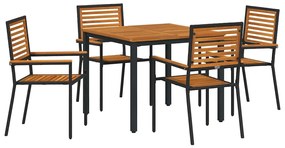 vidaXL Σέτ φαγητού για κήπο 5 pcs Μαύρο 90 x 90 x 75 cm