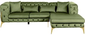 Καναπές Γωνία Δεξιά  Bellissima Velvet Βελούδο Πράσινο 180x250x70εκ.
