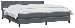 Κρεβάτι Boxspring με Στρώμα Σκούρο Γκρι 180x210 εκ. Βελούδινο - Γκρι