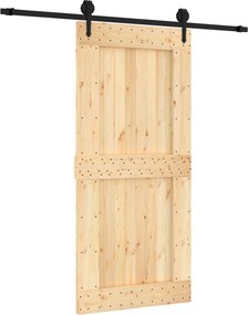 vidaXL Συρόμενη Πόρτα Φυσικό και Μαύρο 95 x 210 cm