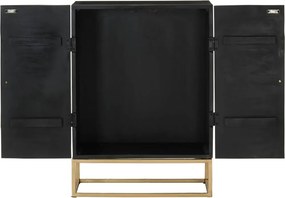 vidaXL Ντουλάπι Μαύρο 55x34x75 εκ. από Μασίφ Ξύλο Μάνγκο και Σίδηρο