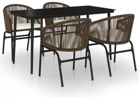 vidaXL Σετ Τραπεζαρίας Κήπου 5 Τεμαχίων Καφέ