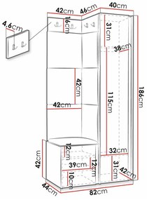 Σετ διαδρόμου Hartford 382, 186x82x46cm, Καθρέφτης, Τυρκουάζ, Μαύρο, Πλαστικοποιημένη μοριοσανίδα, Ταπισερί, Ινοσανίδες μέσης πυκνότητας | Epipla1.gr