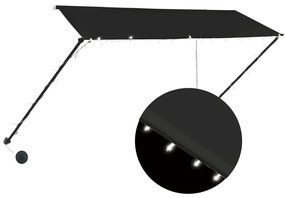 vidaXL Τέντα Συρόμενη με LED Ανθρακί 300 x 150 εκ.