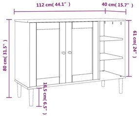 Μπουφές SENJA Μαύρο / Ρατάν 112 x 40 x 80 εκ. Μασίφ Ξύλο Πεύκου - Μαύρο