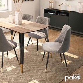 Καρέκλα Giselle pakoworld μαύρο-ύφασμα βελουτέ γκρι-χρυσό