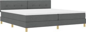 vidaXL LED Κρεβάτι με βάθρο Σκούρο Γκρι 200 x 200 cm ύφασμα