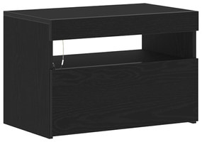 vidaXL Κομοδίνο με LED Φώτα Μαύρη Δρυός 60x35x40 εκ. Ξύλινα