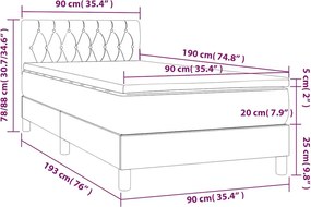 vidaXL Κρεβάτι Boxspring με Στρώμα Μαύρο 90x190 εκ. Βελούδινο