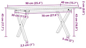 Τραπεζάκι Σαλονιού Πλαίσιο Χ 40x40x35εκ Μασίφ Πεύκο/Χυτοσίδηρος - Καφέ